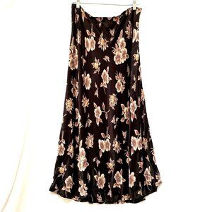 Vintage Mixit Y2K Floral Satin Maxi Skirt Sz 14 Grunge Whimsigoth 90s Dark Fairy
